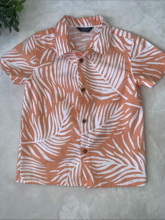 Primark Other - Primark Orange & White Tropical Button Down Shirt 6/7 EUC